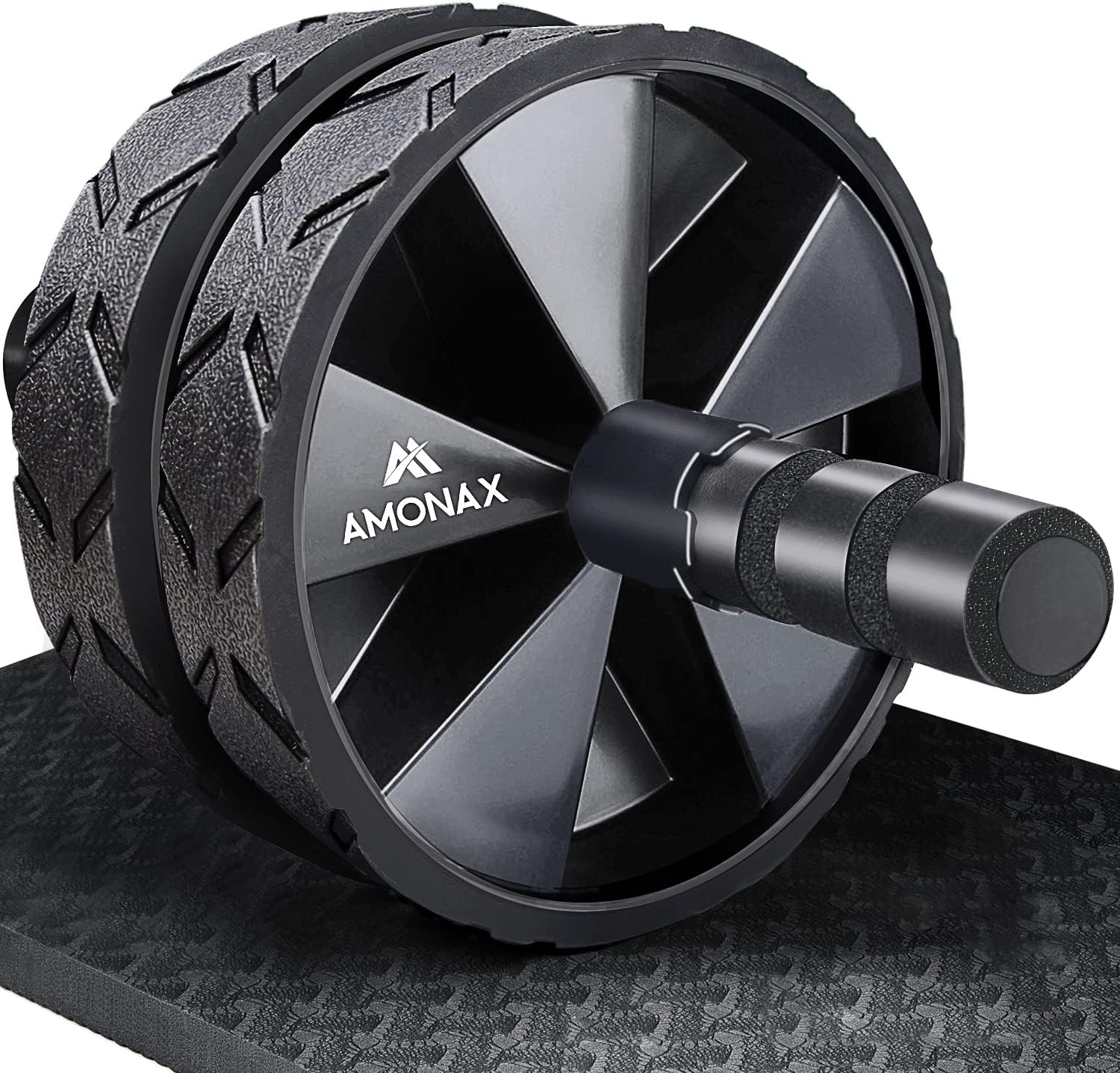 Amonax Convertible Ab Wheel Roller with Large Knee Mat for Core Abs Rollout Exercise